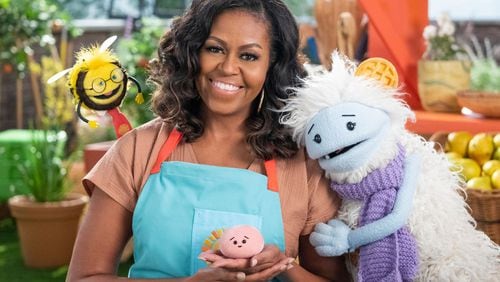 Michelle Obama hosts a children's show about cooking on Netflix called "Waffles + Mochi." NETFLIX