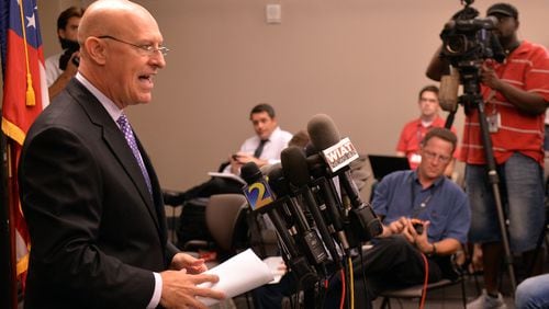 SEPTEMBER 4, 2014 MARIETTA Cobb County District Attorney Vic Reynolds discusses the indictment against Ross Harris during a press conference at the Cobb County Courthouse Thursday, September 4, 2014. He made a brief statement but did not take questions in the case. KENT D. JOHNSON / KDJOHNSON@AJC.COM