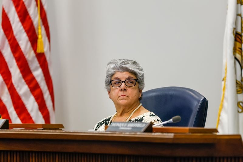District Three Commissioner JoAnn Birrell is seen at a Cobb County Board of Commissioners meeting in Marietta on Tuesday, September 27, 2022.   (Arvin Temkar / arvin.temkar@ajc.com)