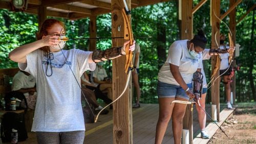  Camp Timber Ridge counselor Amber Anderson participates in a staff training day in Mableton Sunday, May 23, 2021. STEVE SCHAEFER FOR THE ATLANTA JOURNAL-CONSTITUTION