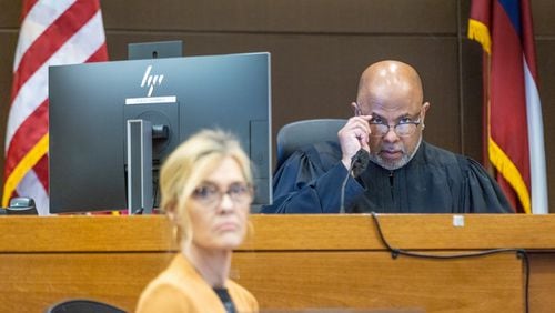 Judge Ural Glanville is seen in court during the ongoing “Young Slime Life” gang trial in Atlanta on Tuesday, October 31, 2023. (Arvin Temkar / arvin.temkar@ajc.com)