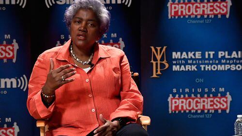 WASHINGTON, DC - OCTOBER 17: DNC Chair Donna Brazile speaks with host Mark Thompson (not pictured) during a 'Leading Ladies' discussion at SiriusXM studios on October 17, 2016 in Washington, DC. (Photo by Larry French/Getty Images for SiriusXM)