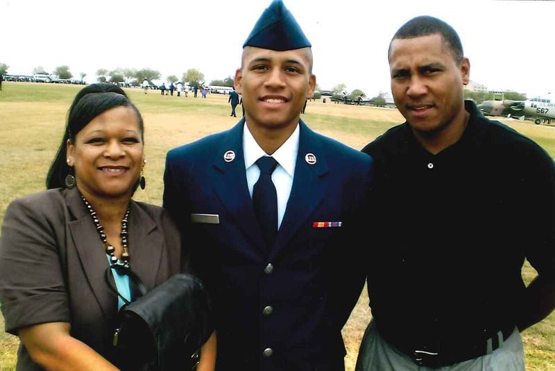 Anthony Hill and his parents: Anthony Hill Sr. and Carolyn Baylor Giummo