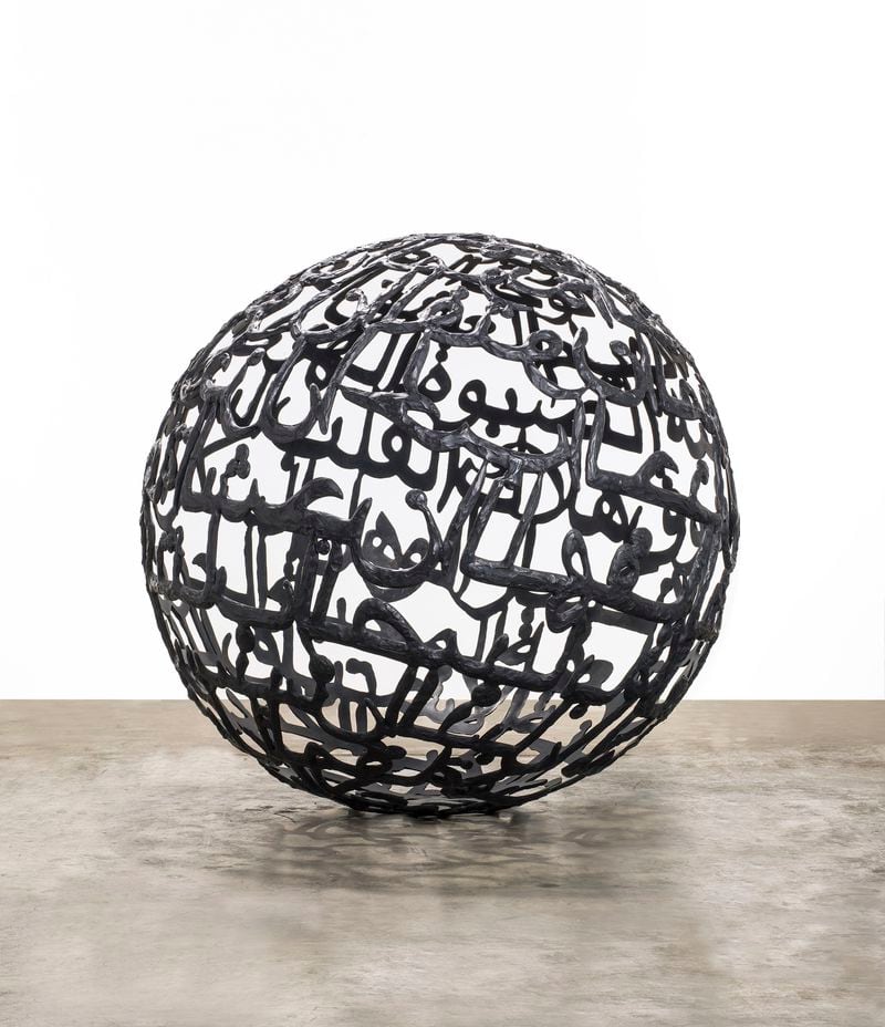 Ghada Amer ( American, born 1963, Egypt), “The Words I Love the Most, 2012, bronze with black patina, courtesy of the artist and Tina Kim Gallery, New York. ©Ghada Amer/2022 Artists Rights Society (ARS), NewYork/ADAGP, Paris. Photo: Christopher Burke Studios