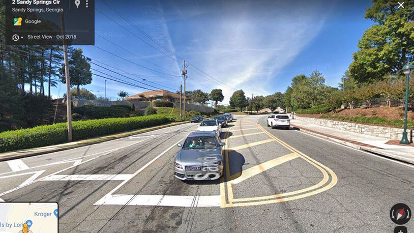Sandy Springs Circle from Hammond Drive to Mount Vernon Highway in Sandy Springs will get $2.5 million in streetscape improvements under a contract approved by the City Council. GOOGLE MAPS
