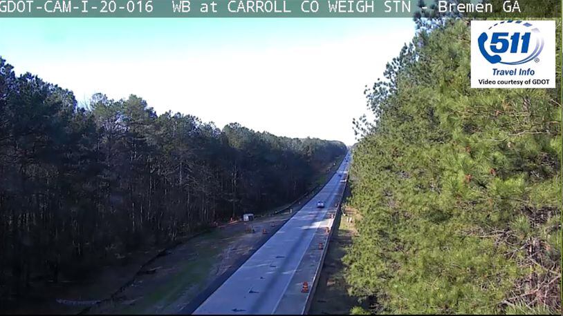 This stretch of I-20 eastbound in Carroll County saw multiple tractor-trailer crashes in a four-day span earlier this month. GEORGIA DEPARTMENT OF TRANSPORTATION