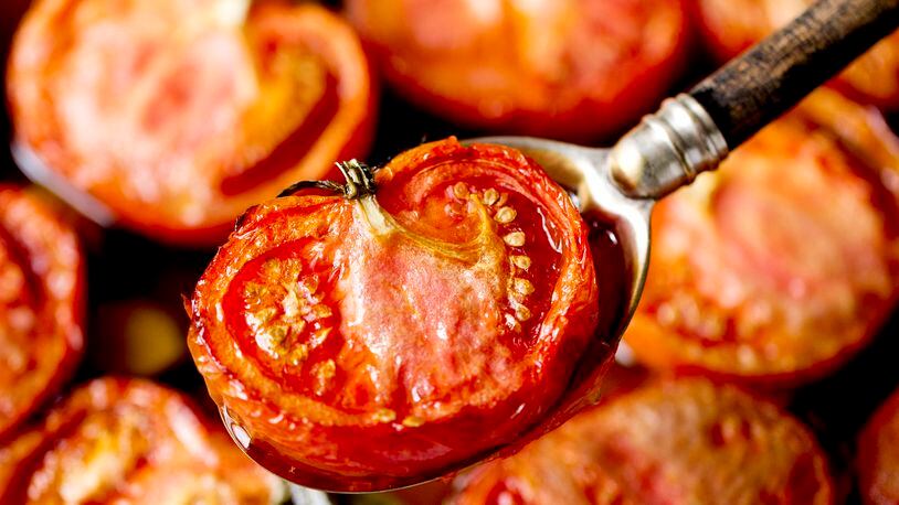 Tomato confit, tomatoes roasted in olive oil, in New York, Jan. 12, 2016. Tomatoes don’t have to be grown locally or eaten in season to taste good, they just have to be approached in the right way.