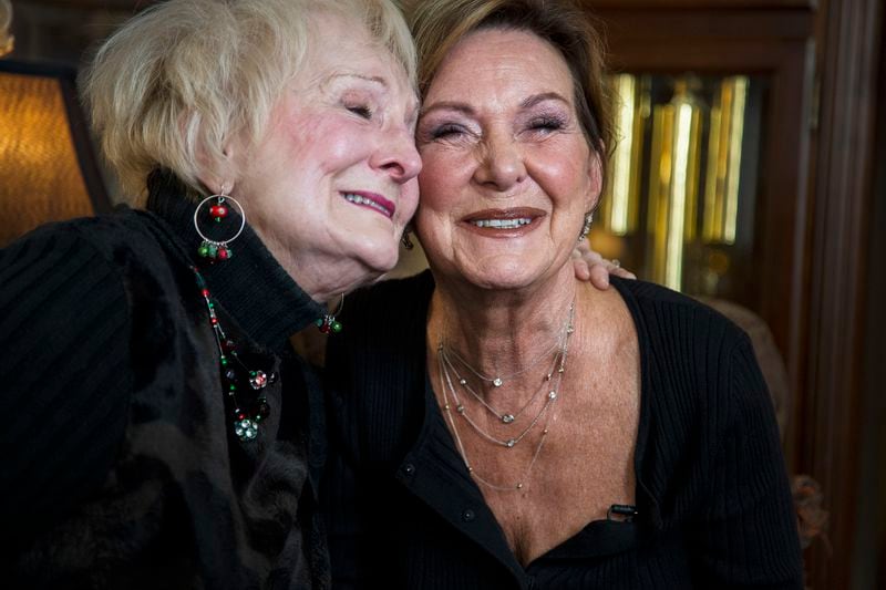 Ann "Auntie" Sanford, left, embraces her sister Sara Munroe, at Munroe's home in Dallas on December 4, 2018. In 75 years, the two have never missed spending Christmas Eve together. (Carly Geraci/Dallas Morning News/TNS)