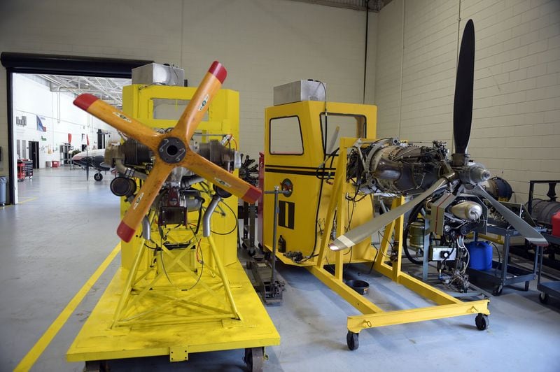 Engine simulators are among the equipment students could use in Atlanta Tech’s aviation maintenance program. Kent D. Johnson/AJC