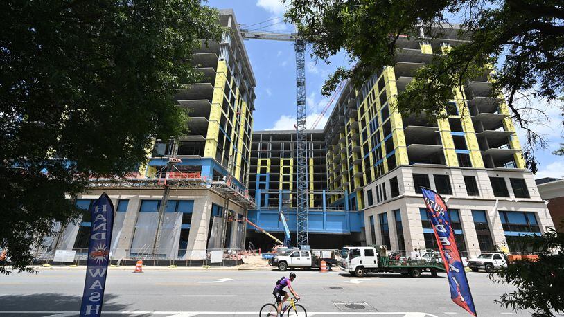 A luxury apartment complex under construction at 99 West Paces Ferry Road was awarded an estimated $3.35 million tax break from the Development Authority of Fulton County. (Hyosub Shin / Hyosub.Shin@ajc.com)