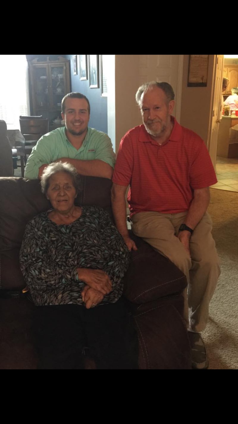 Hunter Atkinson, top left, with his grandmother JoAnn Jones, bottom left, and his grandfather Davie Jones, top right. (Photo provided by Georgia State Associate Athletics Director Allison George)