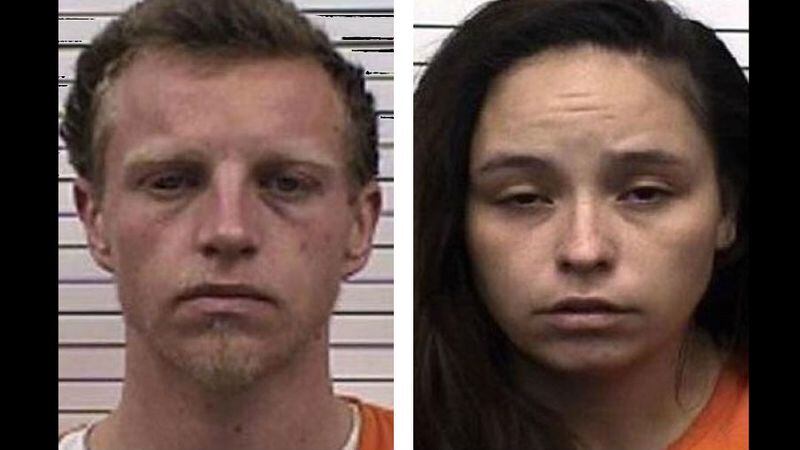 David Zuber Jr., 26, and Monique Romero, 23, are pictured in mugshots from the Bernalillo County Metropolitan Detention Center in Albuquerque. Authorities asked for help finding the couple and their three children after police said Zuber told family in mid-December their 1-year-old daughter, Anastazia, had drowned in a bathtub. The baby was found buried Jan. 4, 2019, in the backyard of one of Zuber's landscaping clients. Both Zuber and Romero have been charged in the girl's death.