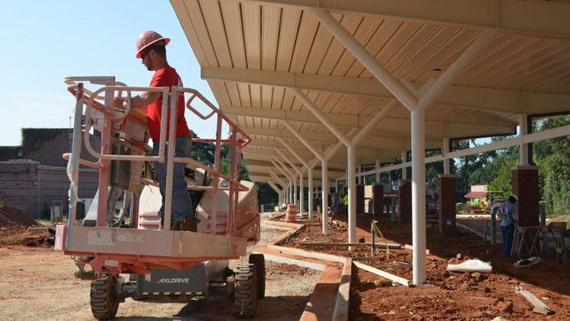 The $11.5 million Albany transportation center under construction at Oglethorpe Boulevard and Jackson Street in on schedule despite frequent rain delays this summer. (Courtesy of Alan Mauldin)