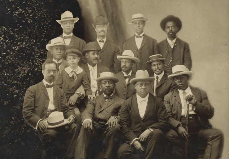 W.E.B. Du Bois (center, wearing white hat) co-founded the Niagara Movement, just one example of his civil rights activism while working as a professor at Atlanta University. This 1905 portrait of the group's co-founders also includes Atlanta entrepreneur Alonzo Herndon (back row, second from left) and educator John Hope of Augusta (back row, third from left).
