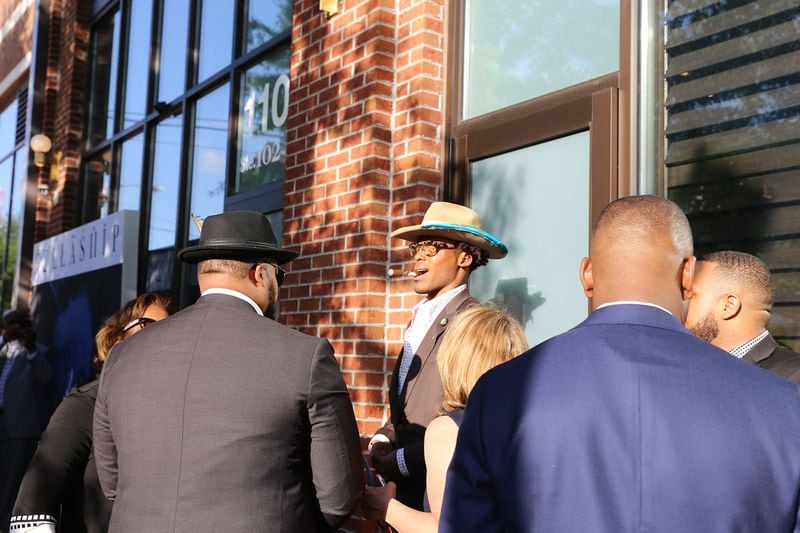 Cam Newton outside Fellaship for the ribbon-cutting. Contributed by Marc Fisher/Melt ATL for Fellaship