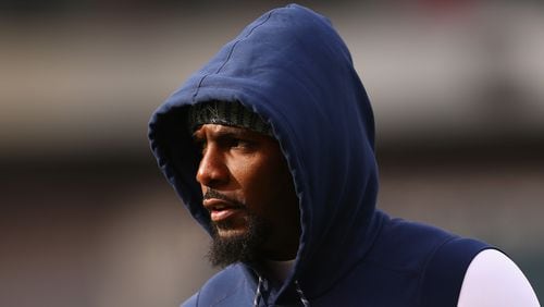 Wide receiver Dez Bryant of the Dallas Cowboys looks on during warmups before playing against the Philadelphia Eagles at Lincoln Financial Field on December 31, 2017 in Philadelphia, Pennsylvania.  (Photo by Mitchell Leff/Getty Images)
