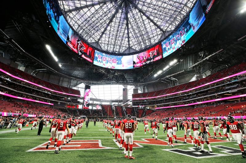  Mercedes-Benz Stadium  will host the college football championship game. BOB ANDRES  /BANDRES@AJC.COM