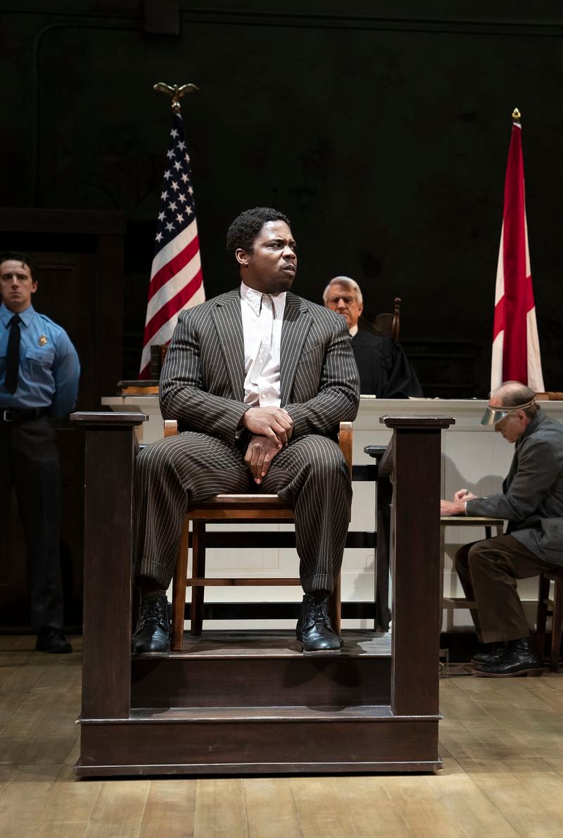 Tom Robinson (Yaegel T. Welch) takes the stand in his trial in the national touring production of “To Kill a Mockingbird” at the Fox Theatre. 
(Courtesy Julieta Cervantes)