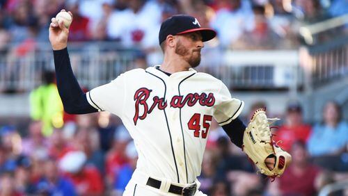 ATLANTA, GEORGIA - JULY 21: Kevin Gausman #45 of the Atlanta Braves pitches in the first inning against the Washington Nationals at SunTrust Park on July 21, 2019 in Atlanta, Georgia. (Photo by Logan Riely/Getty Images)