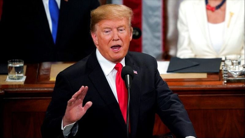 President Donald Trump delivers his State of the Union address to a joint session of Congress on Capitol Hill in Washington, Tuesday, Feb. 5, 2019. (AP Photo/Carolyn Kaster)