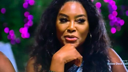 Kenya Moore during season 13 episode 11 "Real Housewives of Atlanta" getting way too much joy "investigating" who slept with the male stripper during the beach trip. BRAVO