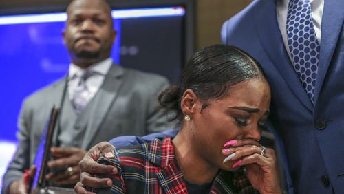 February 12, 2019 Atlanta: Attorney Chris Stewart (left) addresses the media Tuesday morning, Feb. 12, 2019 as his client, Jasmine Eiland (center) is comforted by attorney Joshua Palmer (right). It is the policy of the AJC to not name alleged victims of sexual crimes, but in this case the victim chose to publicly discuss the incident. The woman whose alleged sexual assault inside a popular Midtown nightclub was seen on Facebook has filed a lawsuit, claiming the club did not have adequate security the night of the attack.  On Tuesday, the victim's attorneys alleged Opera nightclub failed to monitor certain areas of the club during the Jan. 19 sexual assault. The victim had been celebrating her birthday at the time and was already streaming on Facebook Live when she was attacked. The woman spoke for the first time publicly at a Tuesday morning press conference. It is the policy of the AJC to not name alleged victims of sexual crimes, but in this case the victim chose to publicly discuss the incident. Atlanta police received calls from people who had seen the assault and an investigation was opened. According to police, the video showed the woman on the dance floor while an unidentified man assaulted her. The woman can be heard screaming for the man to stop and calling for help.  Atlanta police contacted the man identified in the video but did not immediately make an arrest. Dominique Williams, 34, turned himself in to authorities on Jan. 29 in connection with the sexual assault. He faces an aggravated sodomy charge. JOHN SPINK/JSPINK@AJC.COM