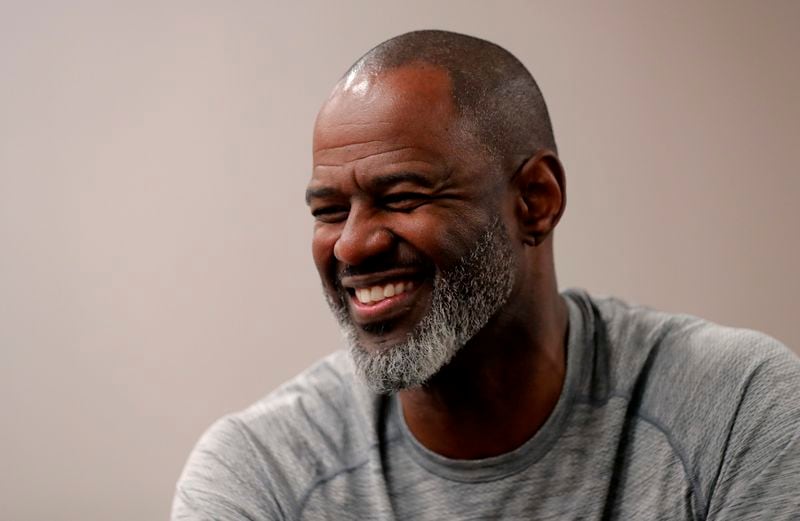 Brian McKnight speaks during an interview with the Associated Press during Essence Fest in New Orleans, Thursday, July 4, 2019. (AP Photo/Gerald Herbert)