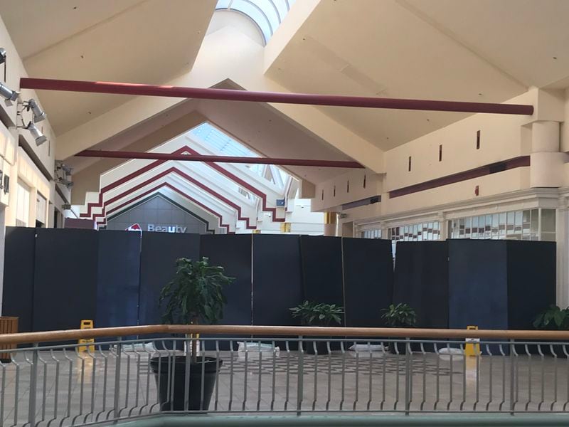 The upstairs of Starcourt Mall blocked off.