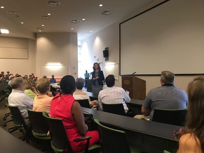 Kennesaw State University presidential candidate Pamela Whitten speaks at a forum on Friday, June 8, 2018 at the Marietta campus. ERIC STIRGUS / ESTIRGUS@AJC.COM