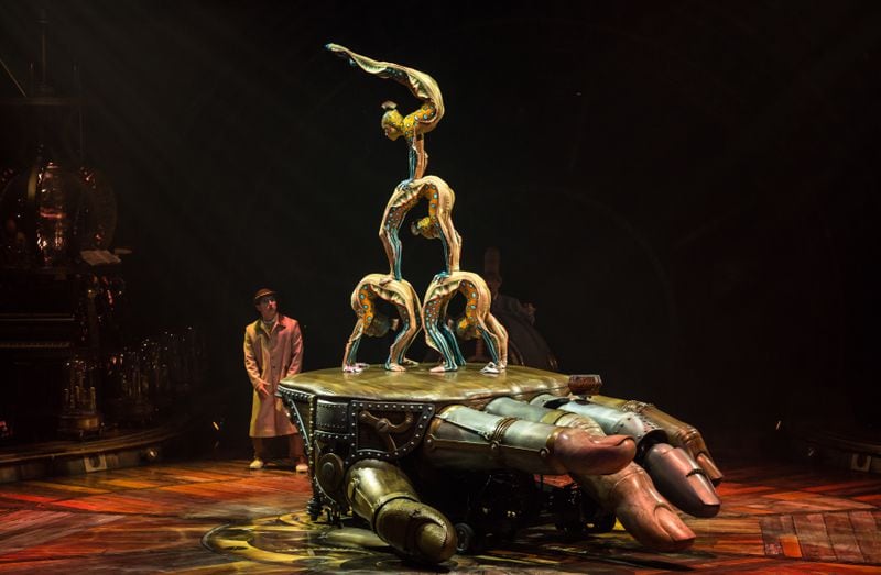 Performers stand on top of the giant hand featured in "Kurios."
Courtesy of Mathew Tsang / 
Allied Integrated Marketing