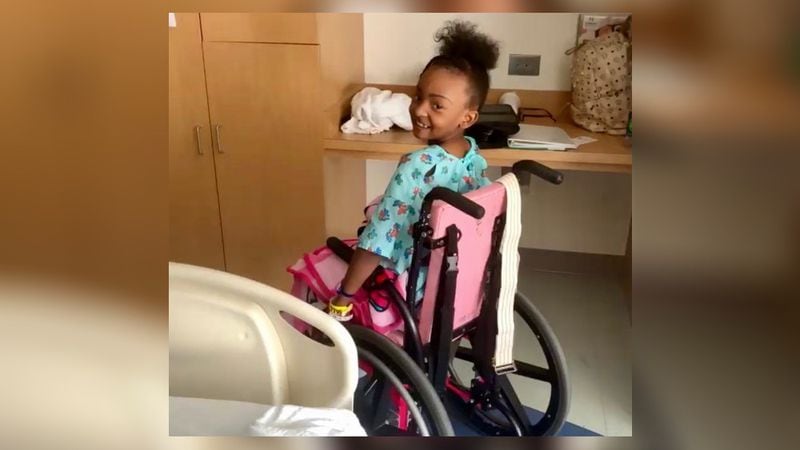 LaDerihanna Holmes has been recovering in the hospital, and recently received a new pink wheelchair. (Photo: Stewart Trial Attorneys)