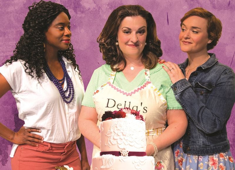 Horizon Theatre’s topical comedy “The Cake” features Parris Sarter (from left), Marcie Millard and Rhyn McLemore Saver. CONTRIBUTED BY CASEY GARDNER PHOTOGRAPHY