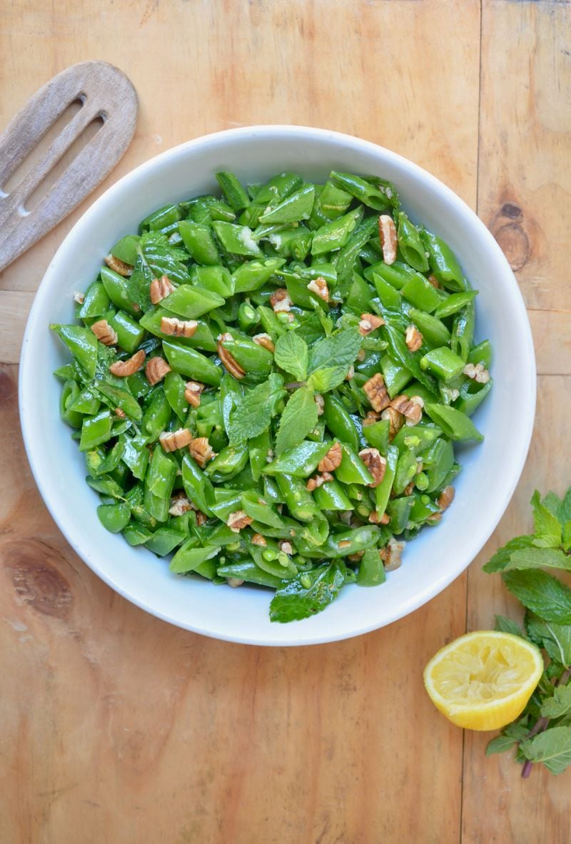 Sugar Snap Pea Salad with Pecans and Mint can work with the pecans toasted, or not. Courtesy of Virginia Willis