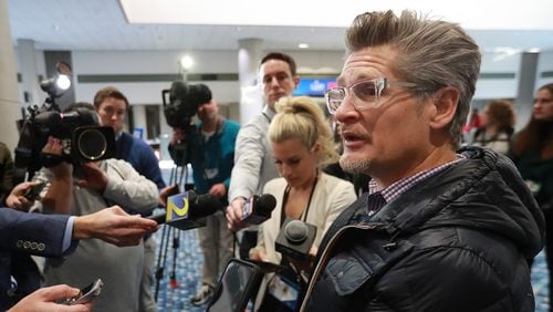 Atlanta Falcons general manager Thomas Dimitroff holds a press conference with the media at the Georgia World Congress Center on Thursday, Jan. 31, 2019, in Atlanta.   Curtis Compton/ccompton@ajc.com