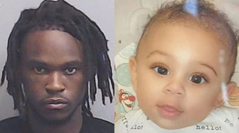 Dequasie Little (left) is accused of killing 6-month-old Grayson Matthew Fleming-Gray, according to Atlanta police.