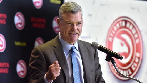 Hawks principal owner Tony Ressler speaks during a press to release details of the $192.5 million update of Philips Arena on Wednesday, June 28, 2017.  HYOSUB SHIN / HSHIN@AJC.COM