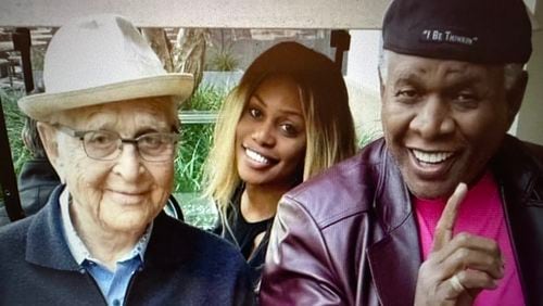 Norman Lear with Laverne Cox and George Wallace on the set of "Clean Slate," a new sitcom on Freevee. CONTRIBUTED/GEORGE WALLACE