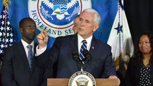 Vice President Mike Pence on Thursday blasted Atlanta Mayor Keisha Lance Bottoms over her decision last year to bar the city jail from holding federal immigration detainees. HYOSUB SHIN / HSHIN@AJC.COM