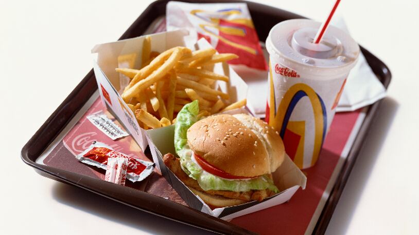 McDonald's food on tray (stock photo).