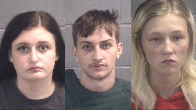 (Left to right) Sydney Maughon, Jeremy Munson and McKenzie Davenport were arrested Monday and are facing charges of murder.