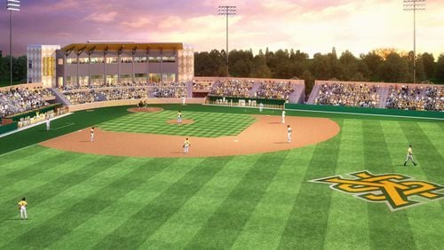This rendering shows plans for renovations to Kennesaw State University's baseball stadium. PHOTO CONTRIBUTED.