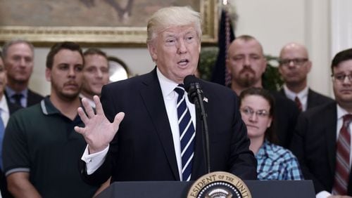 U.S. President Donald Trump delivers remarks on his executive order that aims to expand apprenticeships to train people for millions of unfilled skilled jobs.  (Photo by Olivier Douliery-Pool/GettyImages