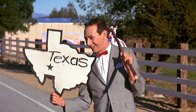 Hitchhiking is not good, but how else could Pee-Wee make it to the Alamo for his Big Adventure?