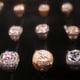 The World Series Championship ring from the Atlanta Braves 2021 is shown with other World Series rings at the National Baseball Hall of Fame, Thursday, May 23, 2024, in Cooperstown, NY. (Jason Getz / AJC)
