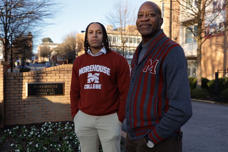 Morehouse student Auzzy Byrdsell, left, says that tenacity and collaborative work of those in Edwin Moses’ era has inspired many generations thereafter to be politically and socially active. (Natrice Miller/ Natrice.miller@ajc.com)