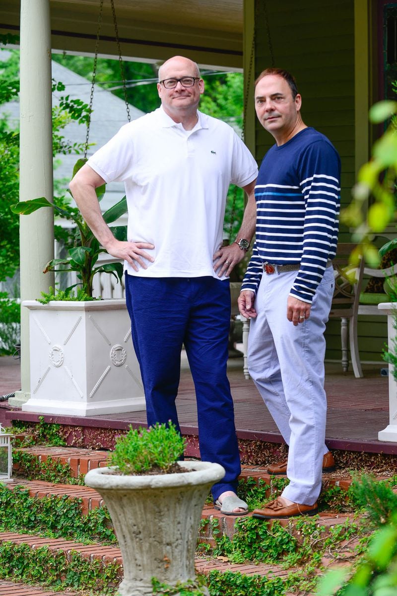 Brad Resler and David Pippin purchased their 3,200-square-foot folk Victorian home, where they now live with their pets Max, Moose and Finley, in 2014. The home will be part of the 43rd Annual Grant Park Spring Tour of Homes on May 20 and 21. Resler works in the legal department of BlueLinx Corp., and Pippin is a real estate agent with eXp Realty.