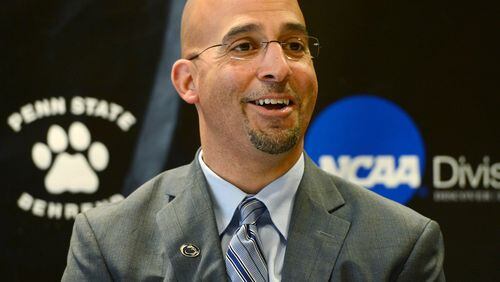 Penn State football coach James Franklin talks with the media before meeting with alumni and fans during a Coaches Caravan event at Penn State Behrend, in Harborcreek Township, Thursday, May 22, 2014. (AP Photo/Erie Times-News,Jack Hanrahan) Penn State's James Franklin is ruffling the feathers of SEC coaches. (AP photo)