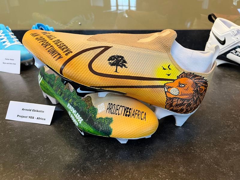 Falcons linebacker Arnold Ebiketie will wear these cleats on Sunday against Pittsburgh at Mercedes-Benz Stadium. It's part of the NFL's My Cause My Cleats campaign.