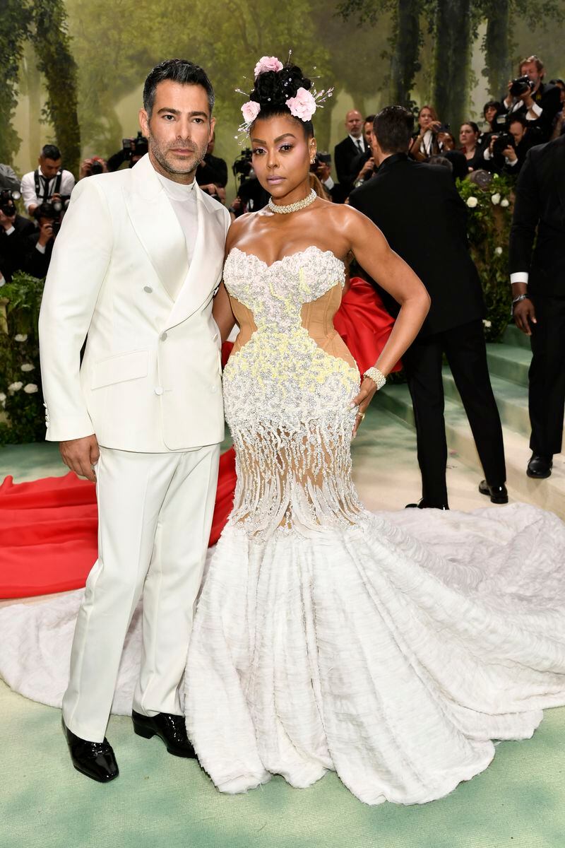 Jonathan Simkhai, left, and Taraji P. Henson attend The Metropolitan Museum of Art's Costume Institute benefit gala celebrating the opening of the "Sleeping Beauties: Reawakening Fashion" exhibition on Monday, May 6, 2024, in New York. (Photo by Evan Agostini/Invision/AP)