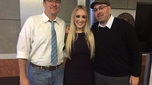 The Atlanta Journal-Constitution's Doug Roberson (left) interviewed Fox Sports South personality Brittany Arnold for today's edition of Southern Fried Soccer. You can see Roberson, Arnold and Jason Longshore of 92.9FM and SoccerDownHere.com on Fox Sports' Match Week on Monday.